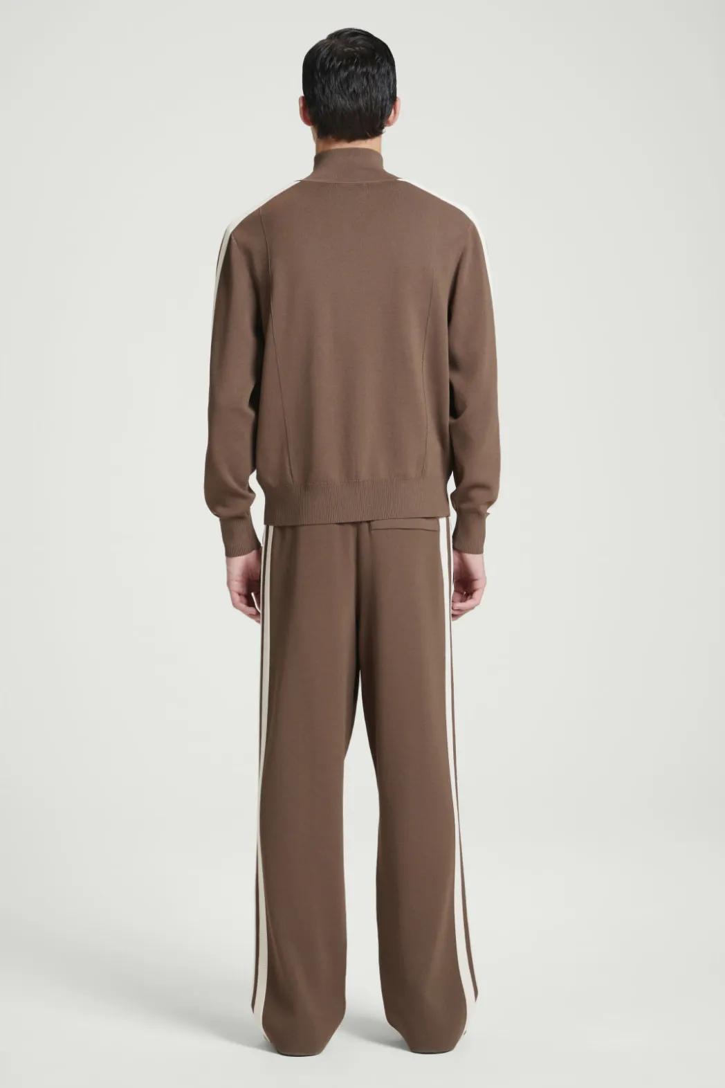 Outlet COS CONTRAST-STRIPE KNITTED JOGGERS BROWN / IVORY