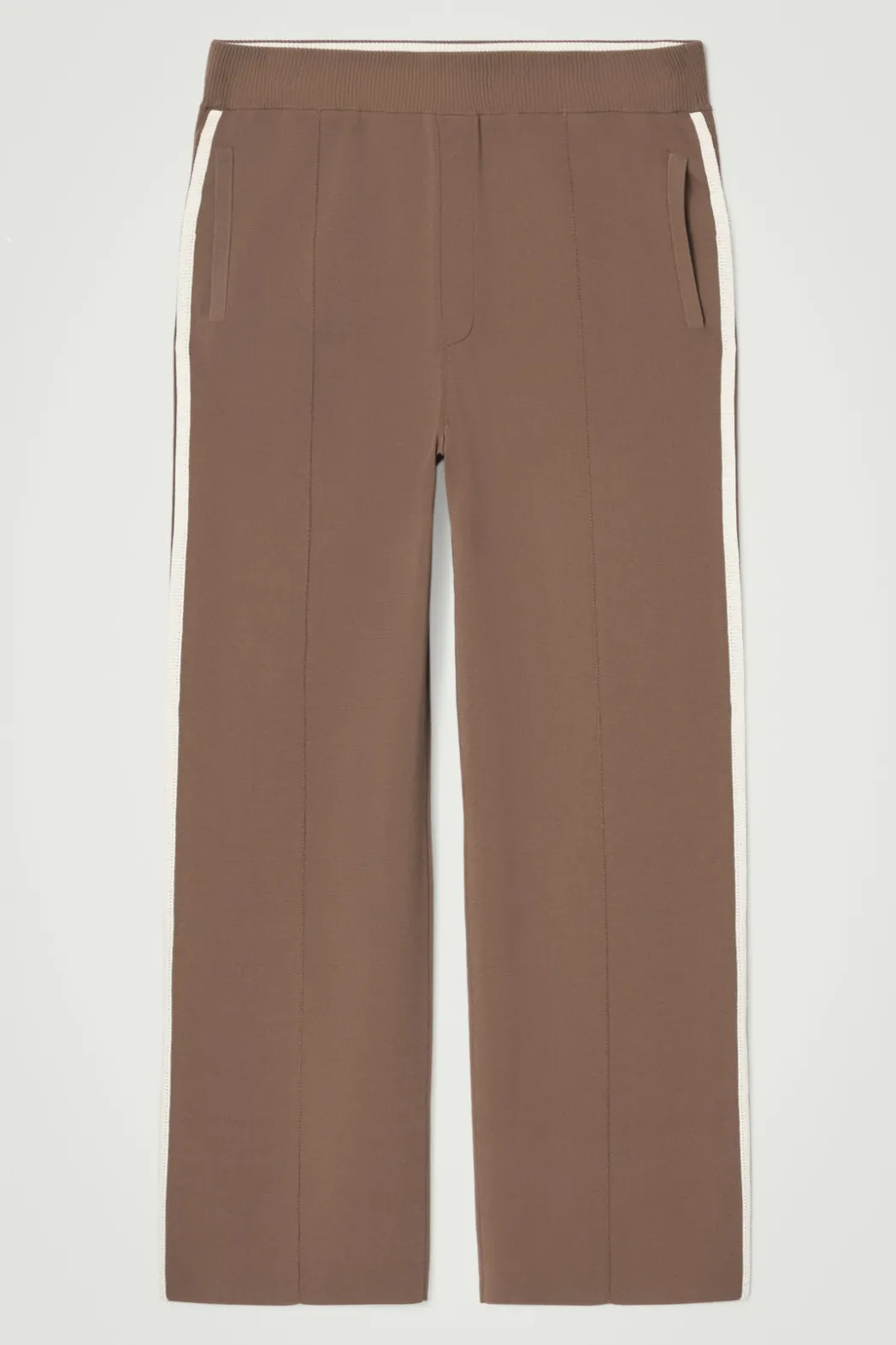 Outlet COS CONTRAST-STRIPE KNITTED JOGGERS BROWN / IVORY