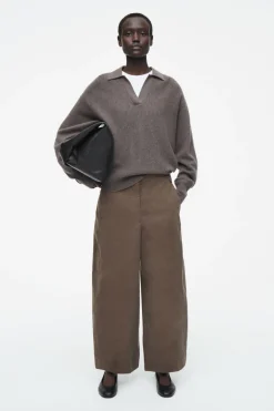 Online COS CORDUROY BARREL-LEG TROUSERS BROWN
