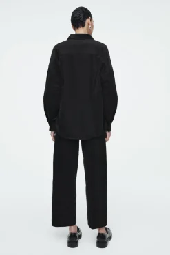 Outlet COS CORDUROY HALF-PLACKET SHIRT BLACK