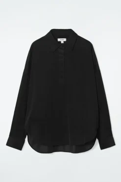 Outlet COS CORDUROY HALF-PLACKET SHIRT BLACK