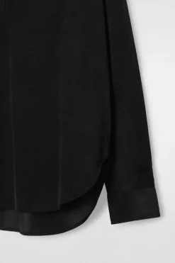 Outlet COS CORDUROY HALF-PLACKET SHIRT BLACK