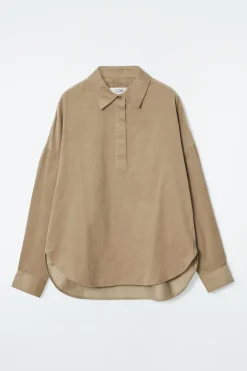 Outlet COS CORDUROY HALF-PLACKET SHIRT BEIGE