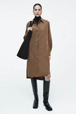 Clearance COS CORDUROY MIDI SHIRT DRESS AUBURN