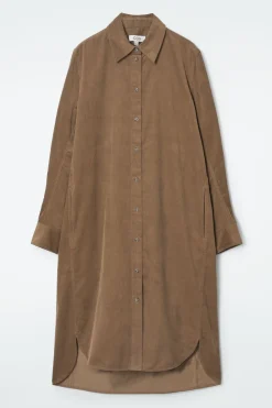 Clearance COS CORDUROY MIDI SHIRT DRESS AUBURN