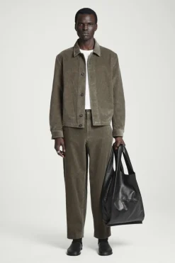 New COS CORDUROY WIDE-LEG PANTS DARK KHAKI