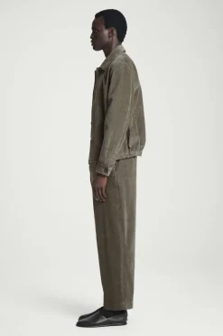 New COS CORDUROY WIDE-LEG PANTS DARK KHAKI