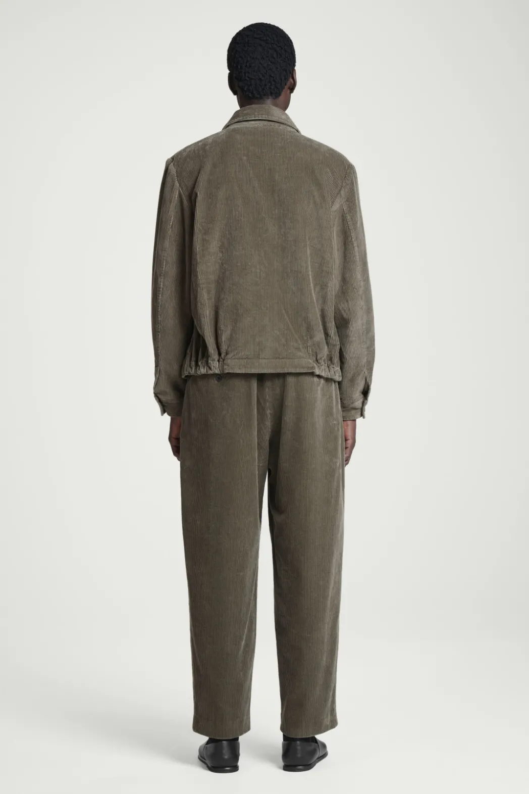 New COS CORDUROY WIDE-LEG PANTS DARK KHAKI