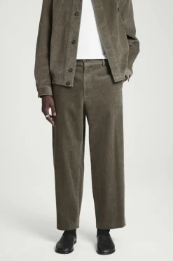 New COS CORDUROY WIDE-LEG PANTS DARK KHAKI