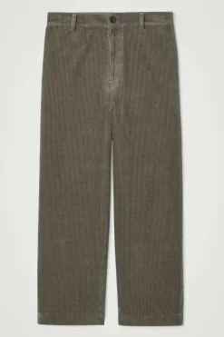 New COS CORDUROY WIDE-LEG PANTS DARK KHAKI