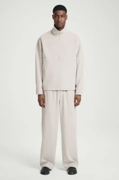 Outlet COS CORDUROY-JERSEY HALF-ZIP SWEATSHIRT LIGHT MOLE