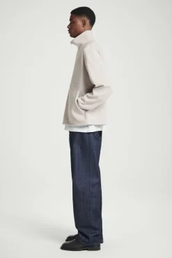 Outlet COS CORDUROY-JERSEY HALF-ZIP SWEATSHIRT LIGHT MOLE