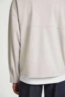 Outlet COS CORDUROY-JERSEY HALF-ZIP SWEATSHIRT LIGHT MOLE