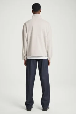 Outlet COS CORDUROY-JERSEY HALF-ZIP SWEATSHIRT LIGHT MOLE