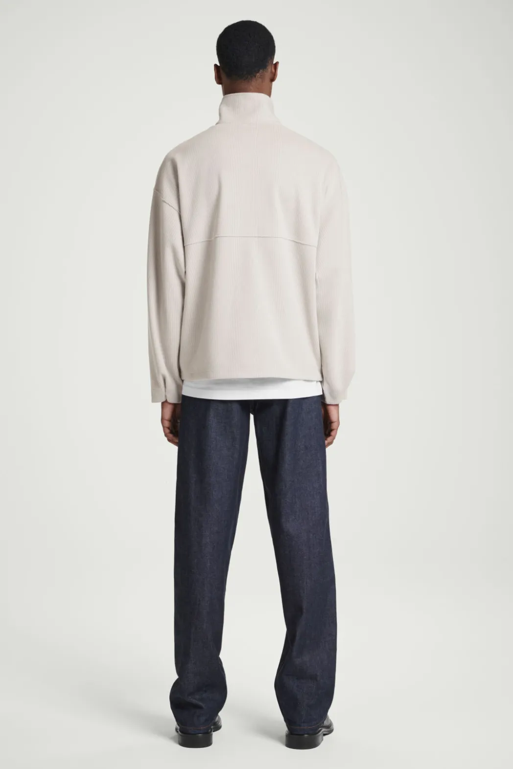 Outlet COS CORDUROY-JERSEY HALF-ZIP SWEATSHIRT LIGHT MOLE