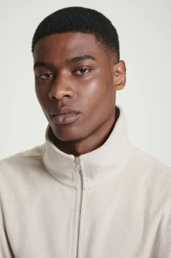 Outlet COS CORDUROY-JERSEY HALF-ZIP SWEATSHIRT LIGHT MOLE