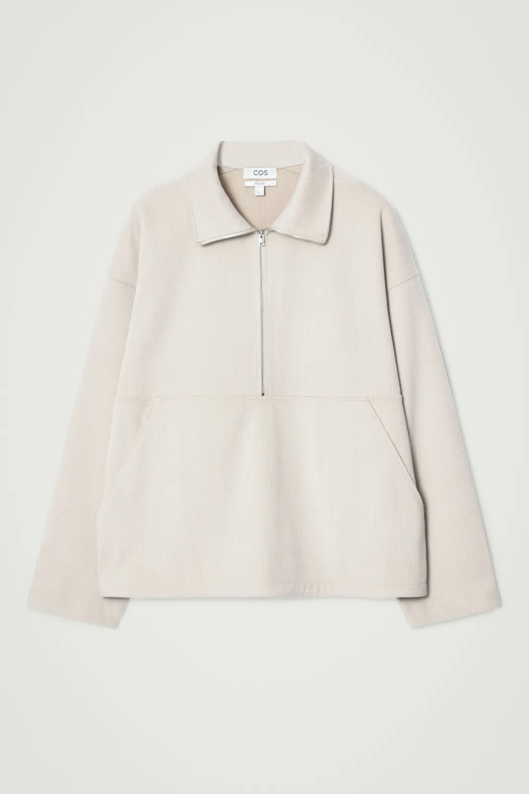 Outlet COS CORDUROY-JERSEY HALF-ZIP SWEATSHIRT LIGHT MOLE