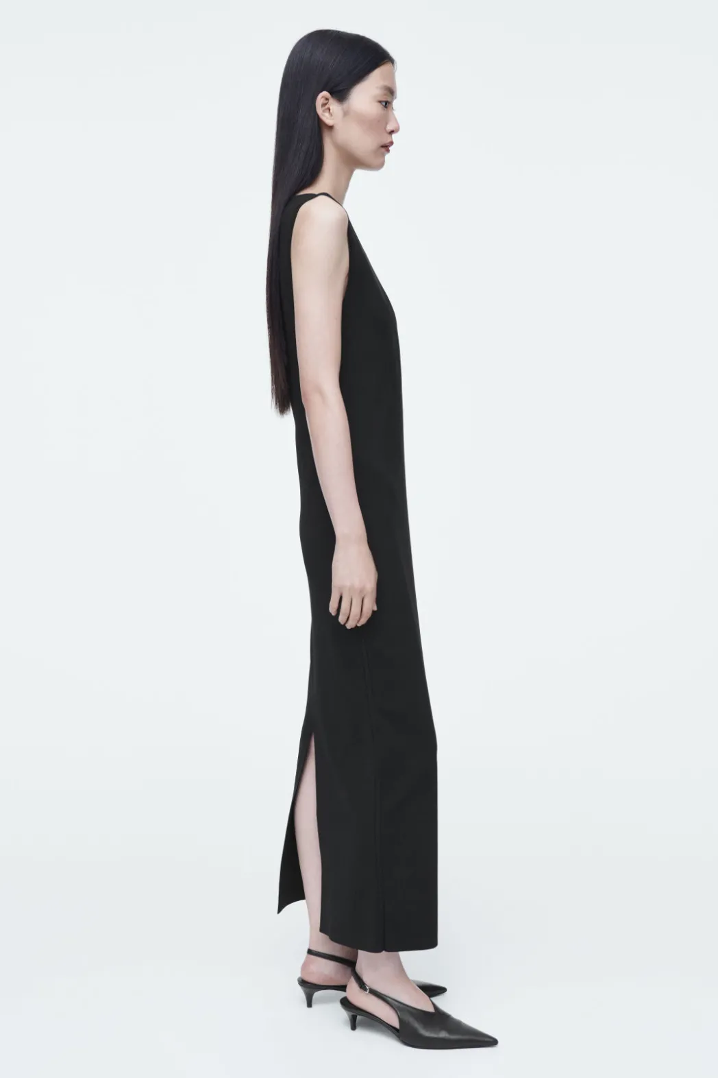 Clearance COS CORSET-DETAIL MAXI DRESS BLACK