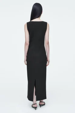 Clearance COS CORSET-DETAIL MAXI DRESS BLACK