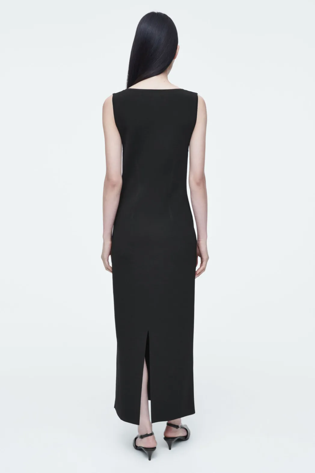 Clearance COS CORSET-DETAIL MAXI DRESS BLACK