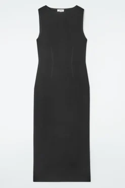 Clearance COS CORSET-DETAIL MAXI DRESS BLACK