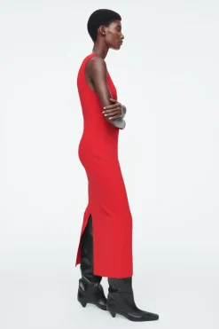 COS CORSET-DETAIL MAXI DRESS RED