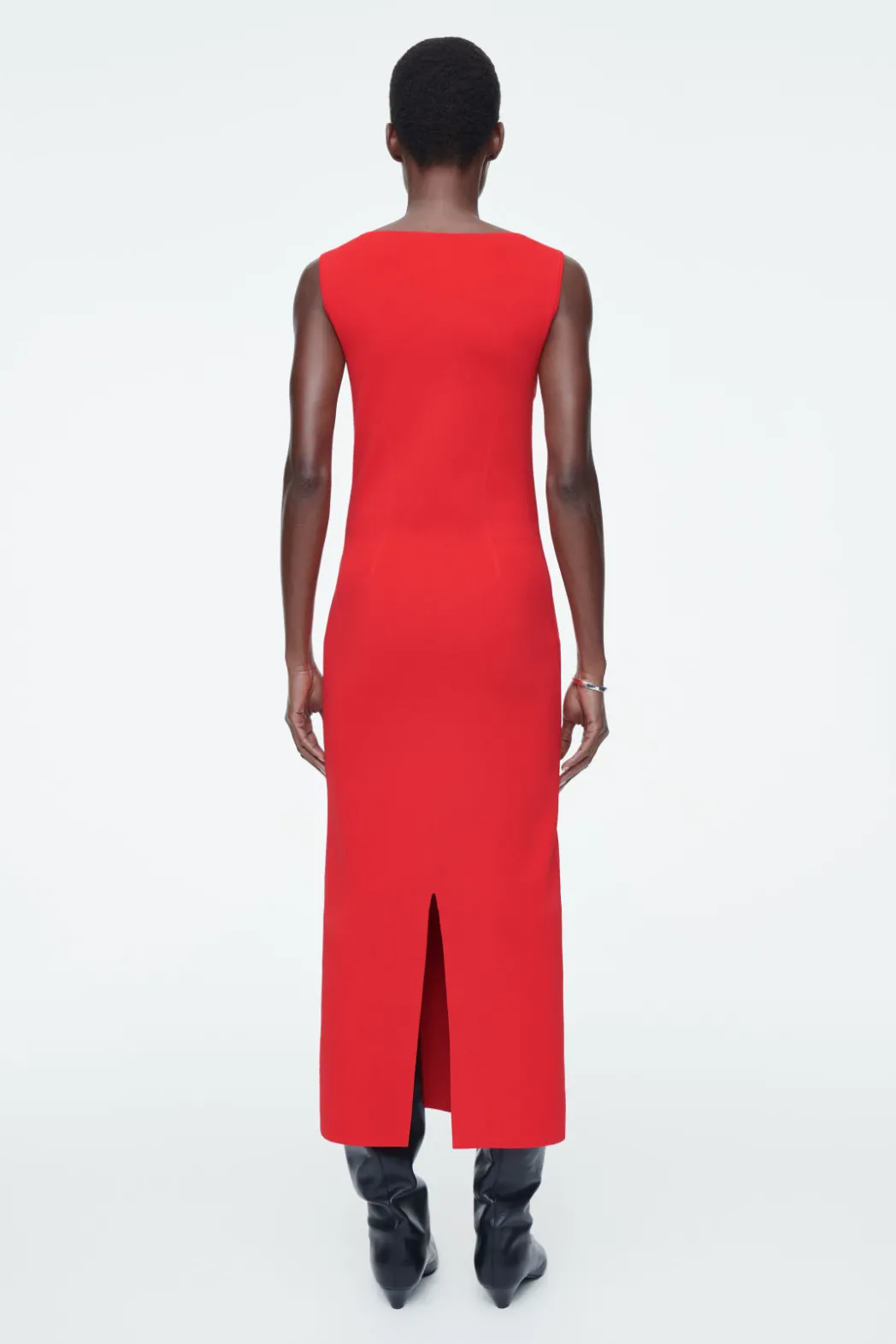 COS CORSET-DETAIL MAXI DRESS RED