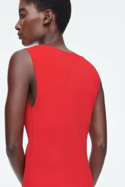COS CORSET-DETAIL MAXI DRESS RED