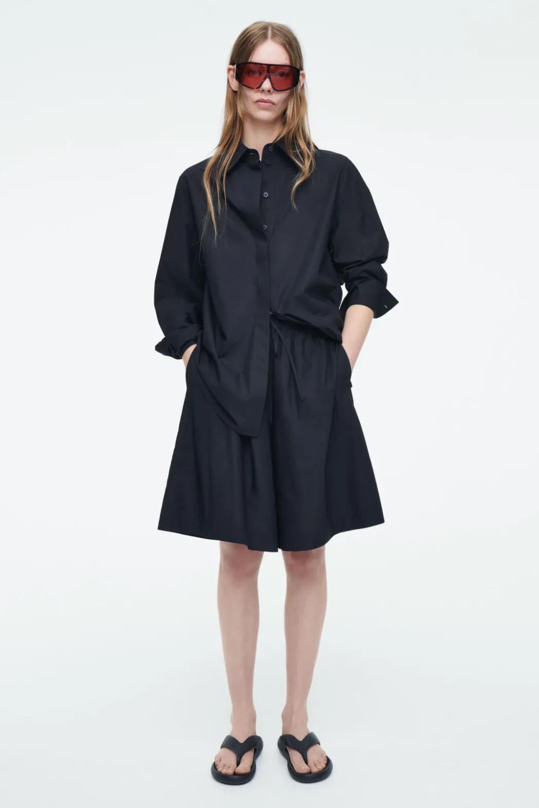 Outlet COS COTTON DRAWSTRING SHORTS NAVY
