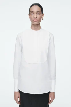 Clearance COS COTTON TUXEDO SHIRT WHITE
