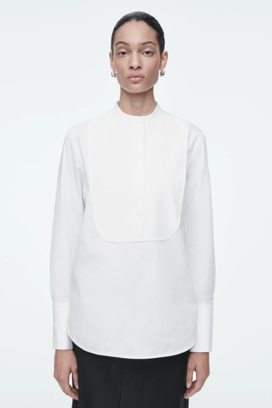 Clearance COS COTTON TUXEDO SHIRT WHITE