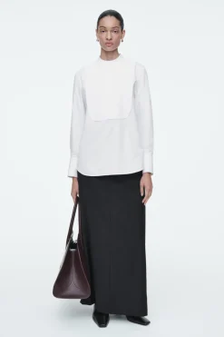 Clearance COS COTTON TUXEDO SHIRT WHITE
