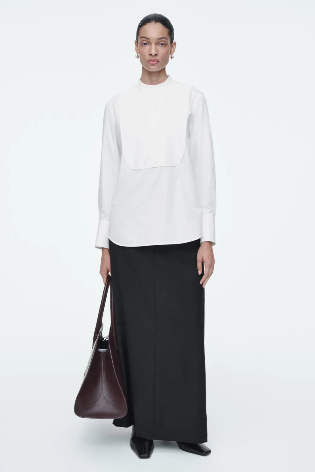 Clearance COS COTTON TUXEDO SHIRT WHITE