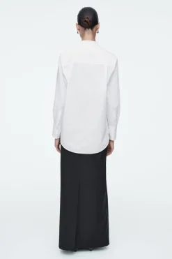 Clearance COS COTTON TUXEDO SHIRT WHITE