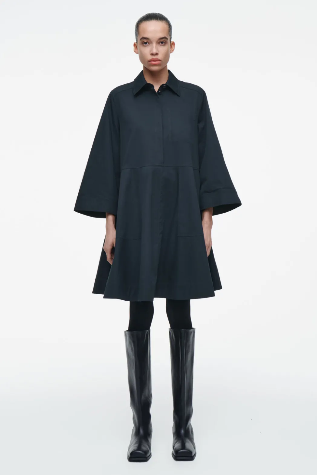 Best COS COTTON UTILITY SHIRT DRESS NAVY