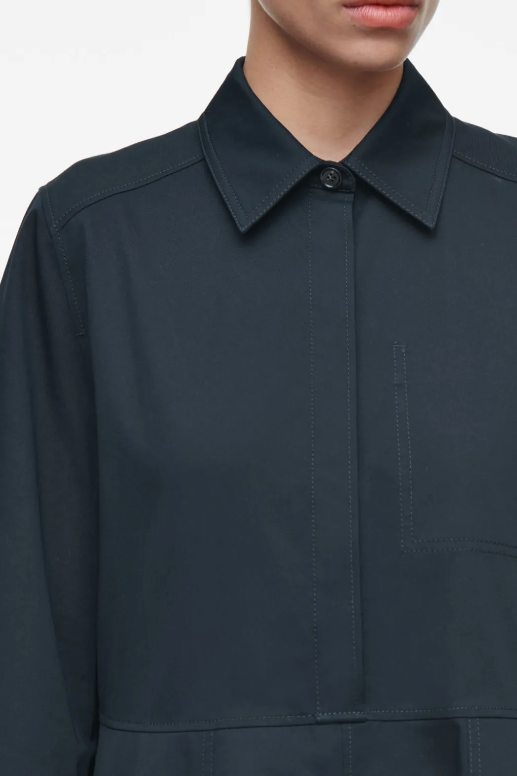 Best COS COTTON UTILITY SHIRT DRESS NAVY