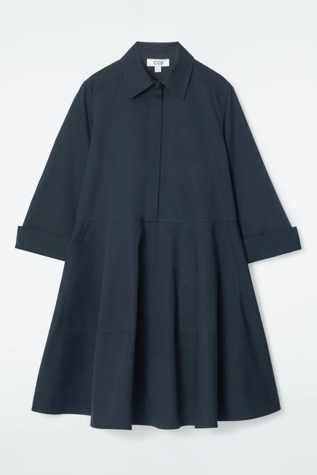 Best COS COTTON UTILITY SHIRT DRESS NAVY