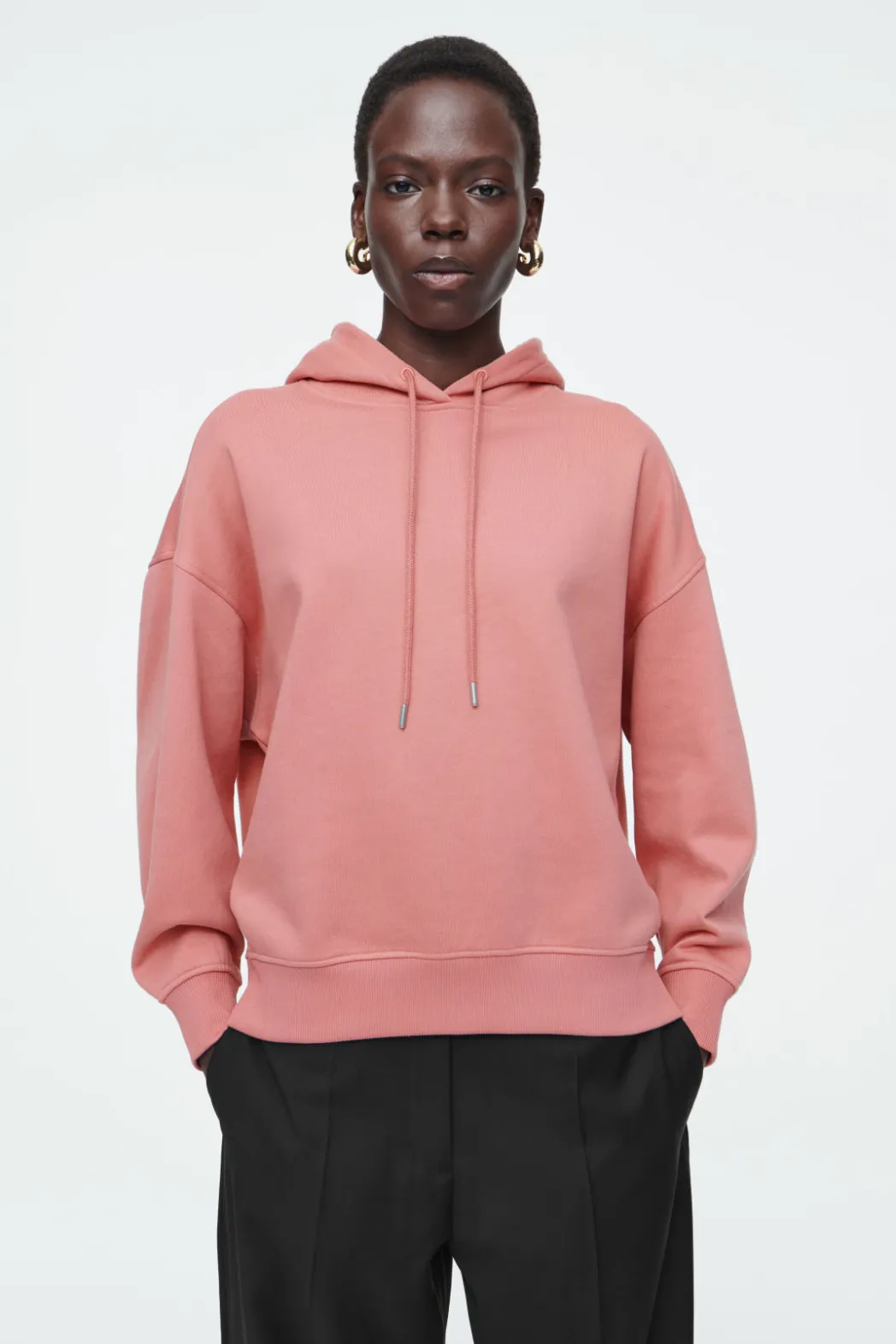 Best COS COTTON-JERSEY HOODIE DUSTY PINK