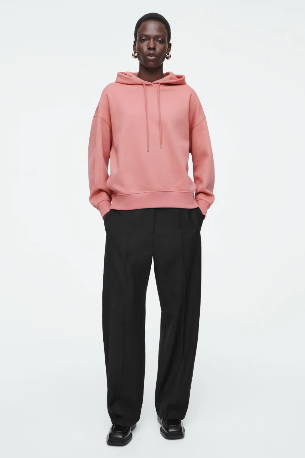 Best COS COTTON-JERSEY HOODIE DUSTY PINK