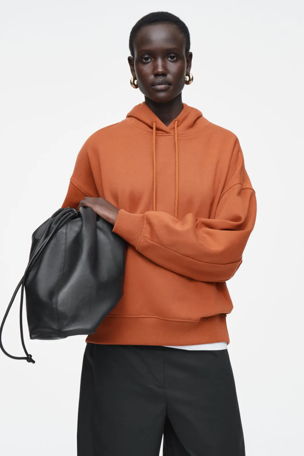 Best COS COTTON-JERSEY HOODIE RUST