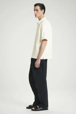 Discount COS COTTON-TWILL HALF-ZIP POLO SHIRT OFF-WHITE