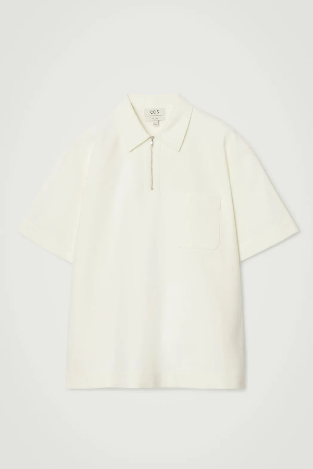 Discount COS COTTON-TWILL HALF-ZIP POLO SHIRT OFF-WHITE