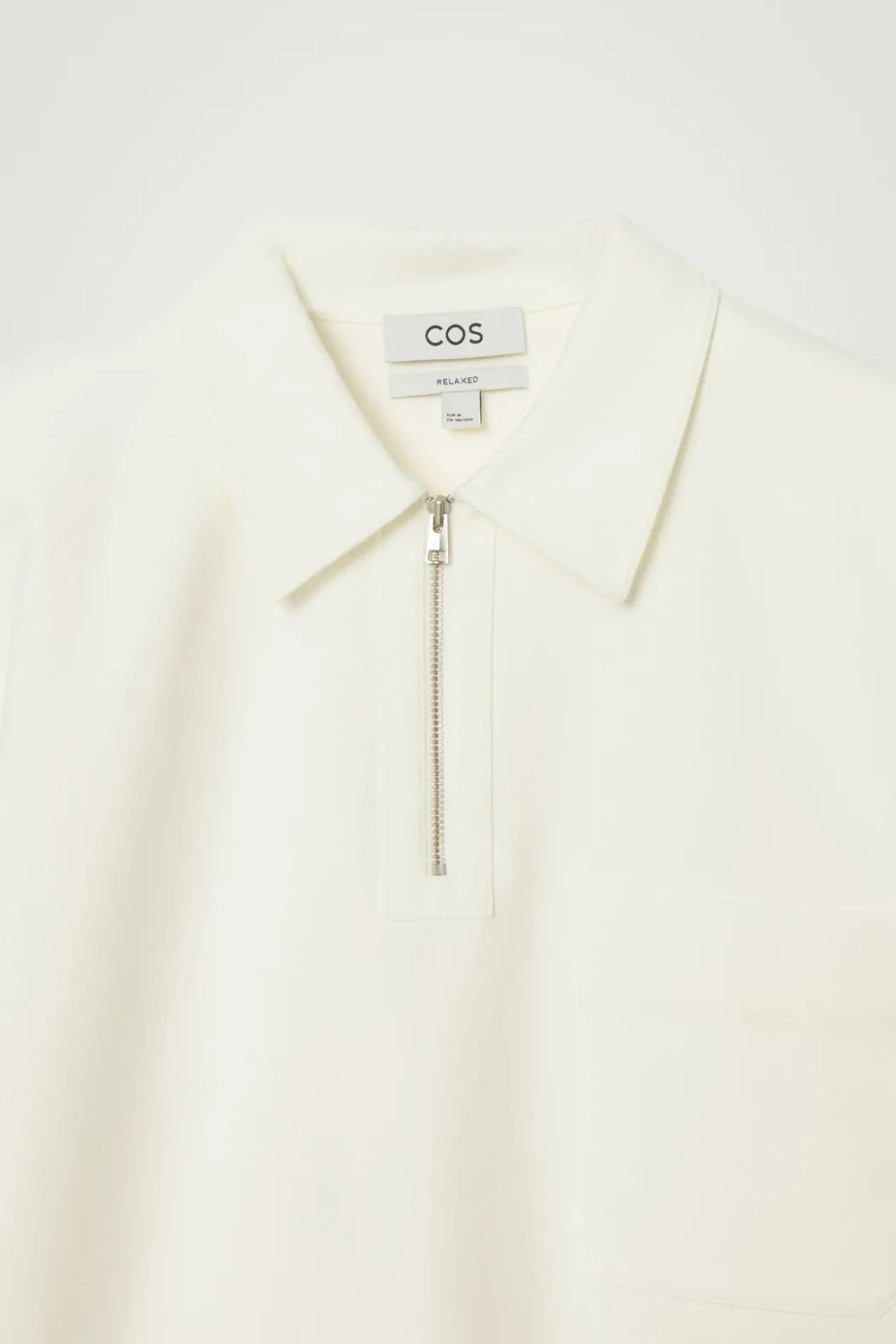 Discount COS COTTON-TWILL HALF-ZIP POLO SHIRT OFF-WHITE