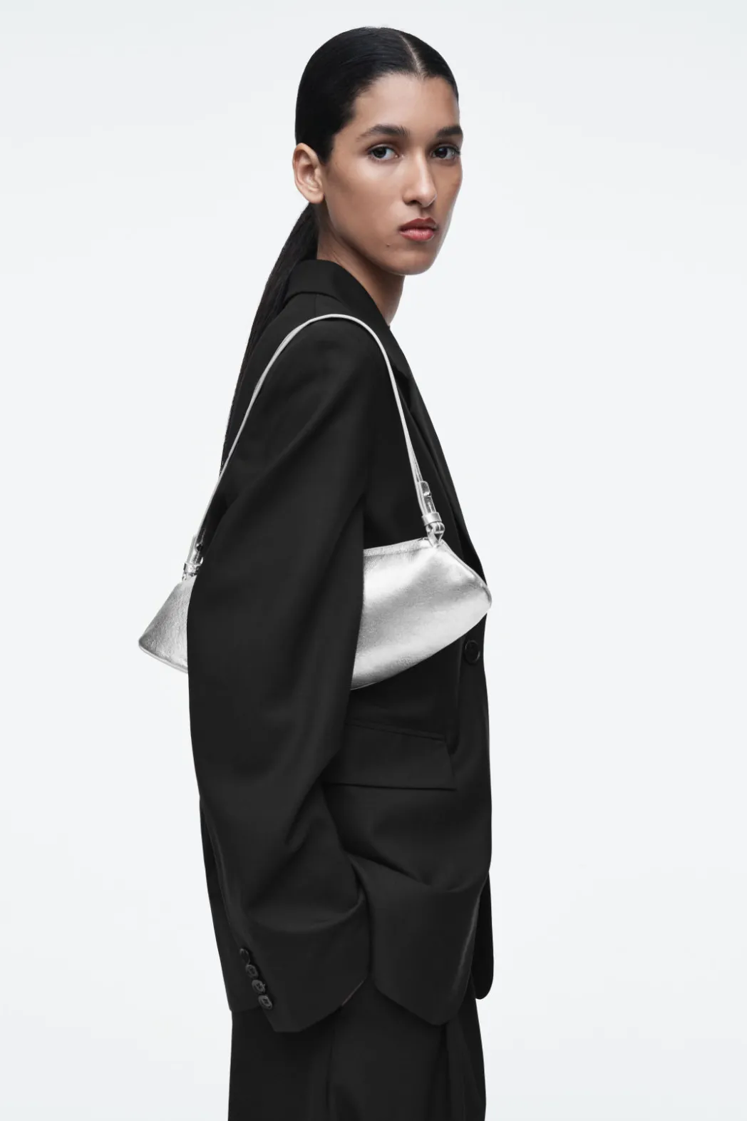 Outlet COS COVE CLUTCH - LEATHER SILVER