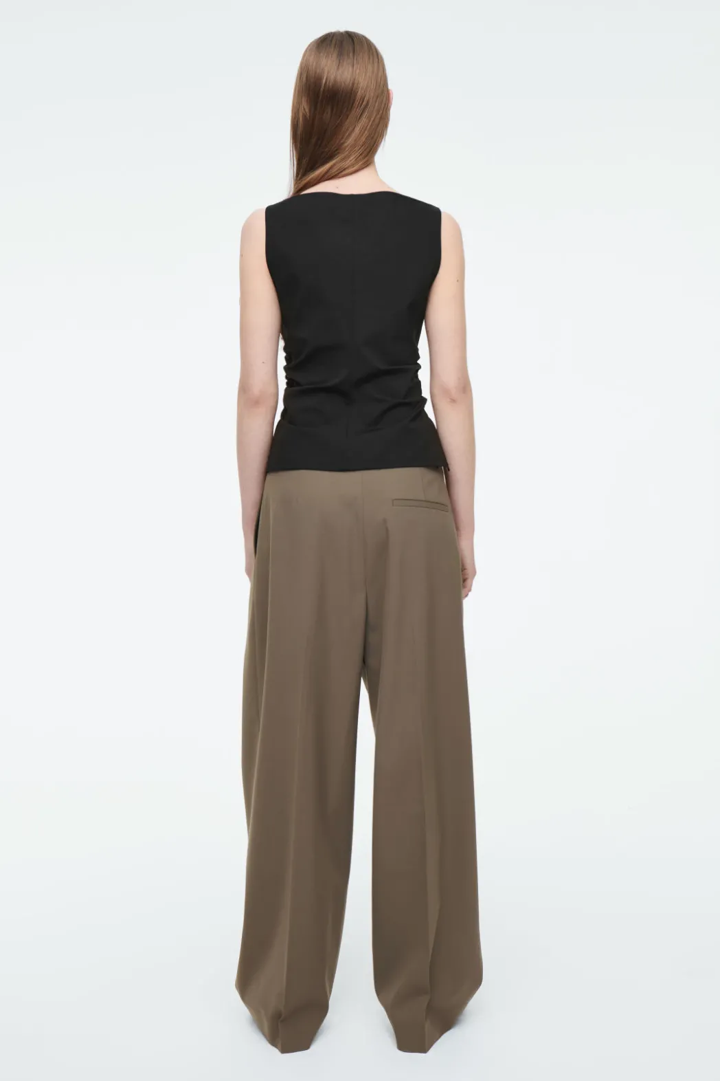 Clearance COS COWL-NECK GATHERED SLEEVELESS TOP BLACK