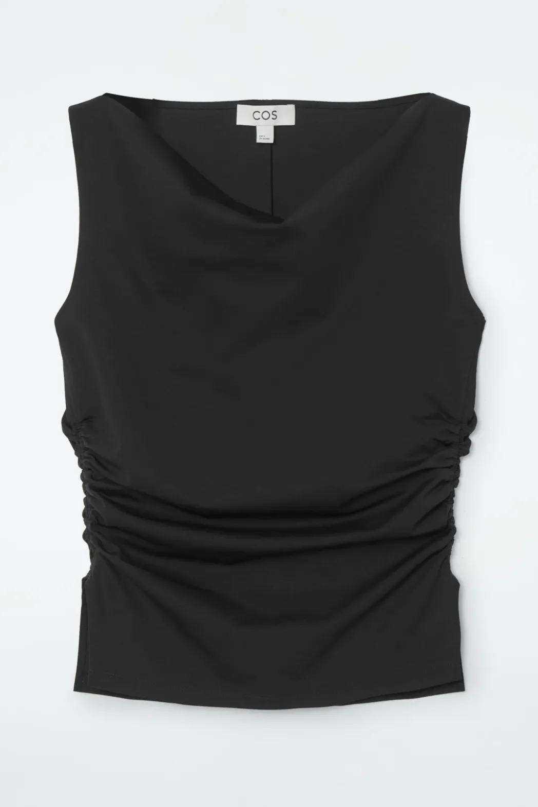 Clearance COS COWL-NECK GATHERED SLEEVELESS TOP BLACK