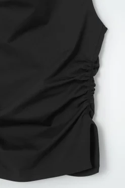 Clearance COS COWL-NECK GATHERED SLEEVELESS TOP BLACK