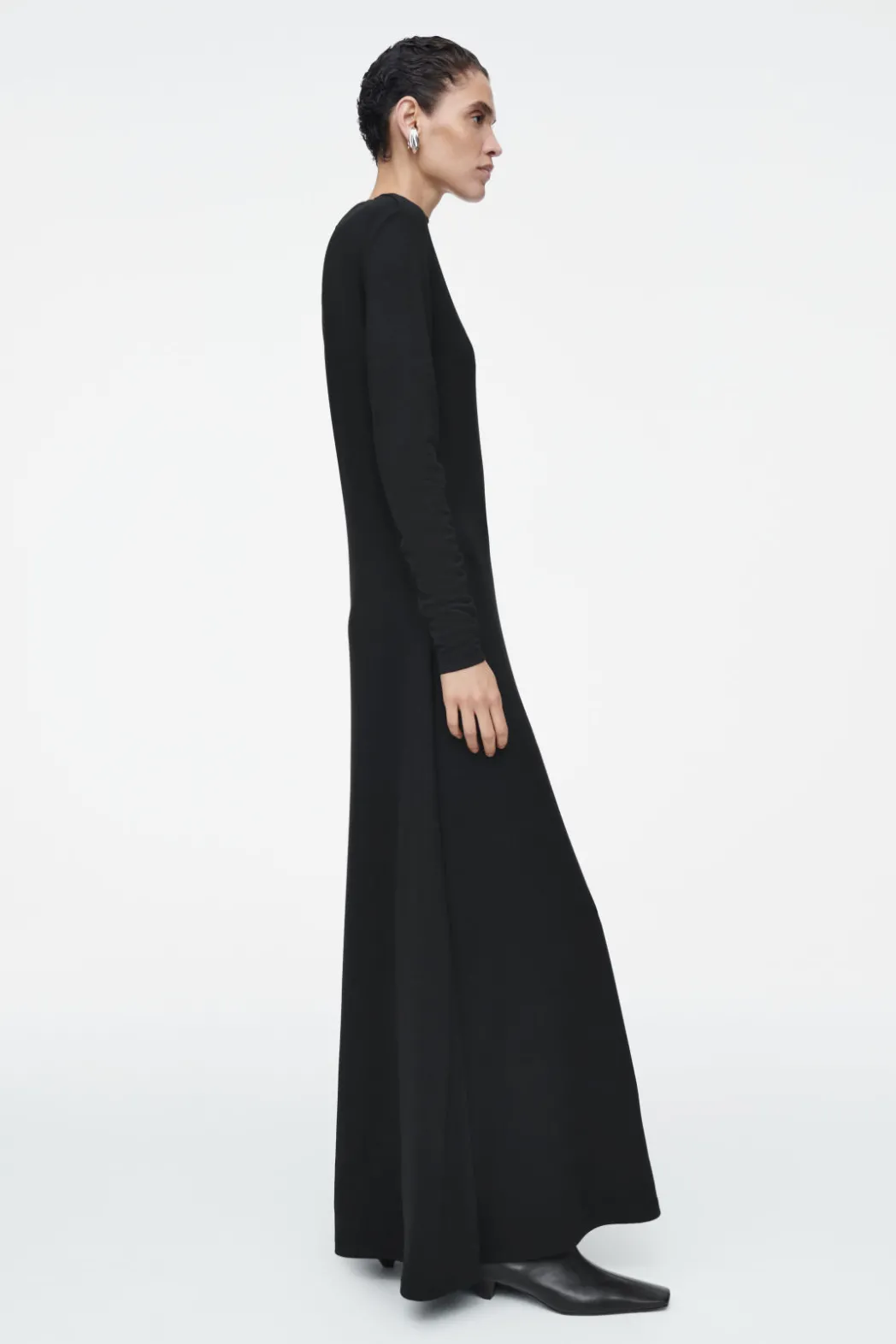 Sale COS COWL-NECK LONG-SLEEVED MAXI DRESS BLACK