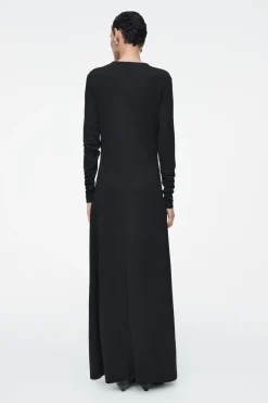 Sale COS COWL-NECK LONG-SLEEVED MAXI DRESS BLACK