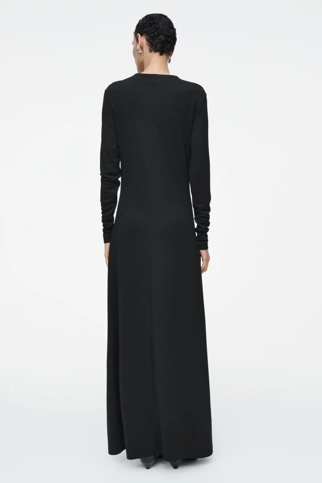 Sale COS COWL-NECK LONG-SLEEVED MAXI DRESS BLACK